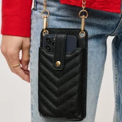 Cell Phone Bags|Crossbody^Urban Expressions Claire - Chevron Stitch Cell Phone Crossbody