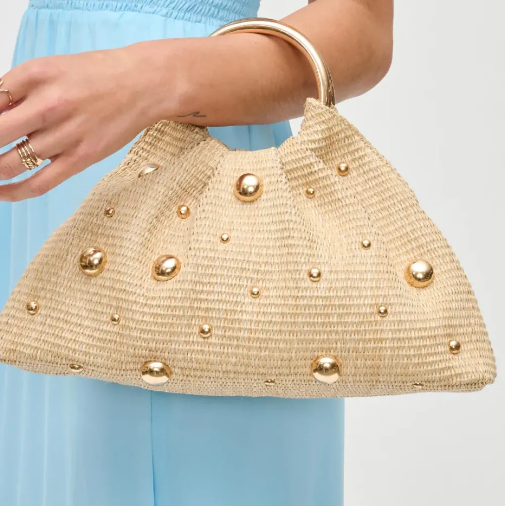 Clutches^Urban Expressions Harper - Straw Studded Evening Bag