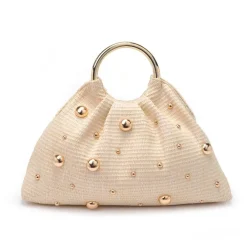 Clutches^Urban Expressions Harper - Straw Studded Evening Bag
