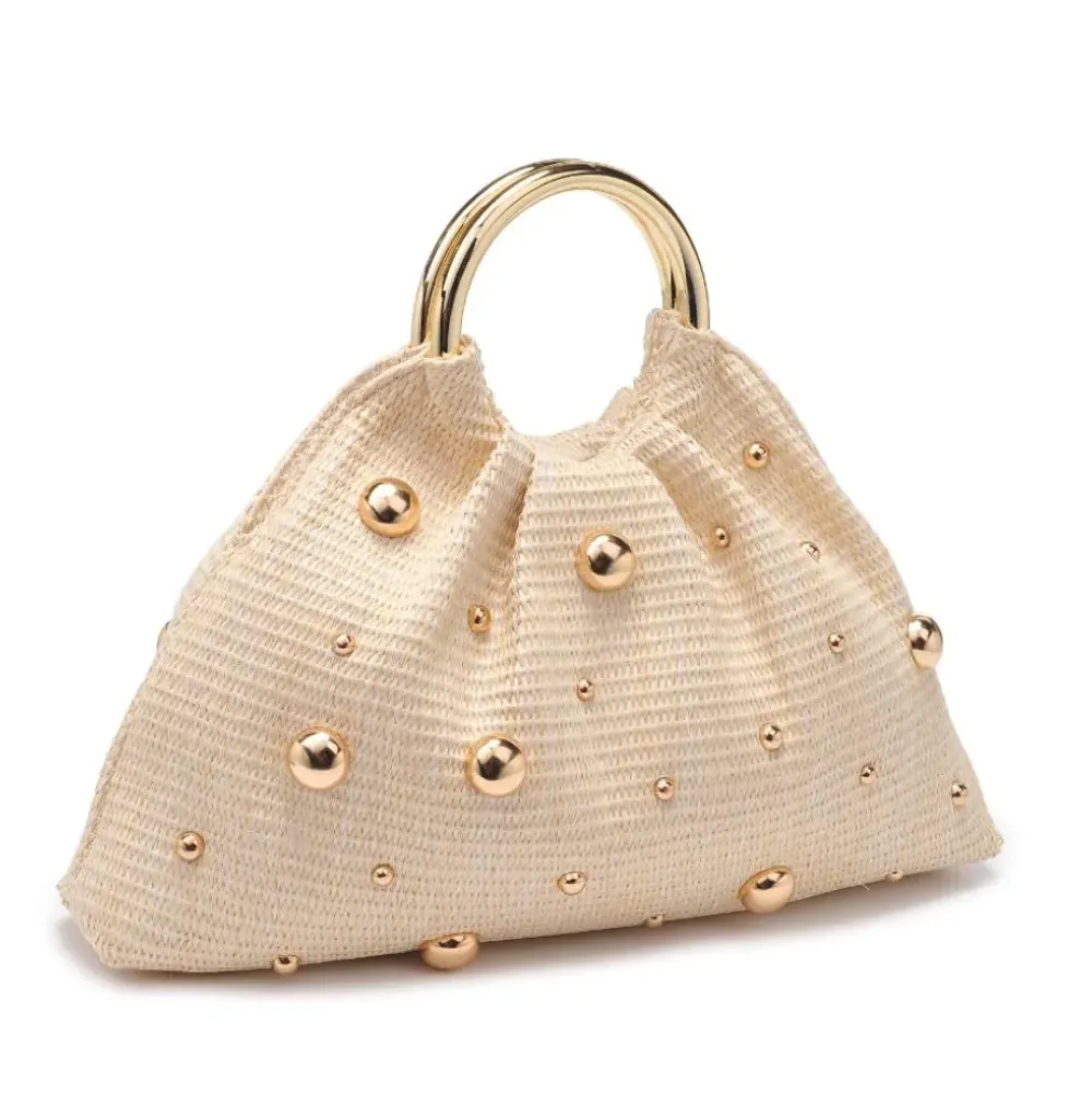 Clutches^Urban Expressions Harper - Straw Studded Evening Bag