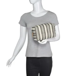 Make-up Bags & Pouches^Urban Expressions Voyage Stripe Cosmetic Pouch BlackWhite