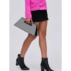 Clutches^Urban Expressions Zinc Evening Bag SilverBlack